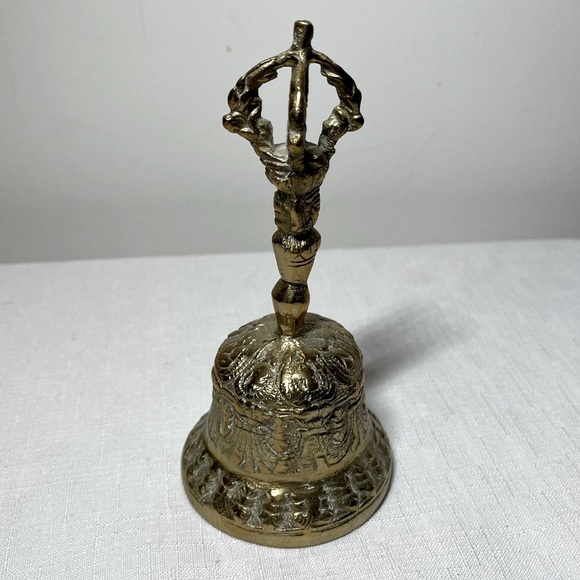 Vintage Ornate Brass Hand Bell Made In India - Picture 1 of 7